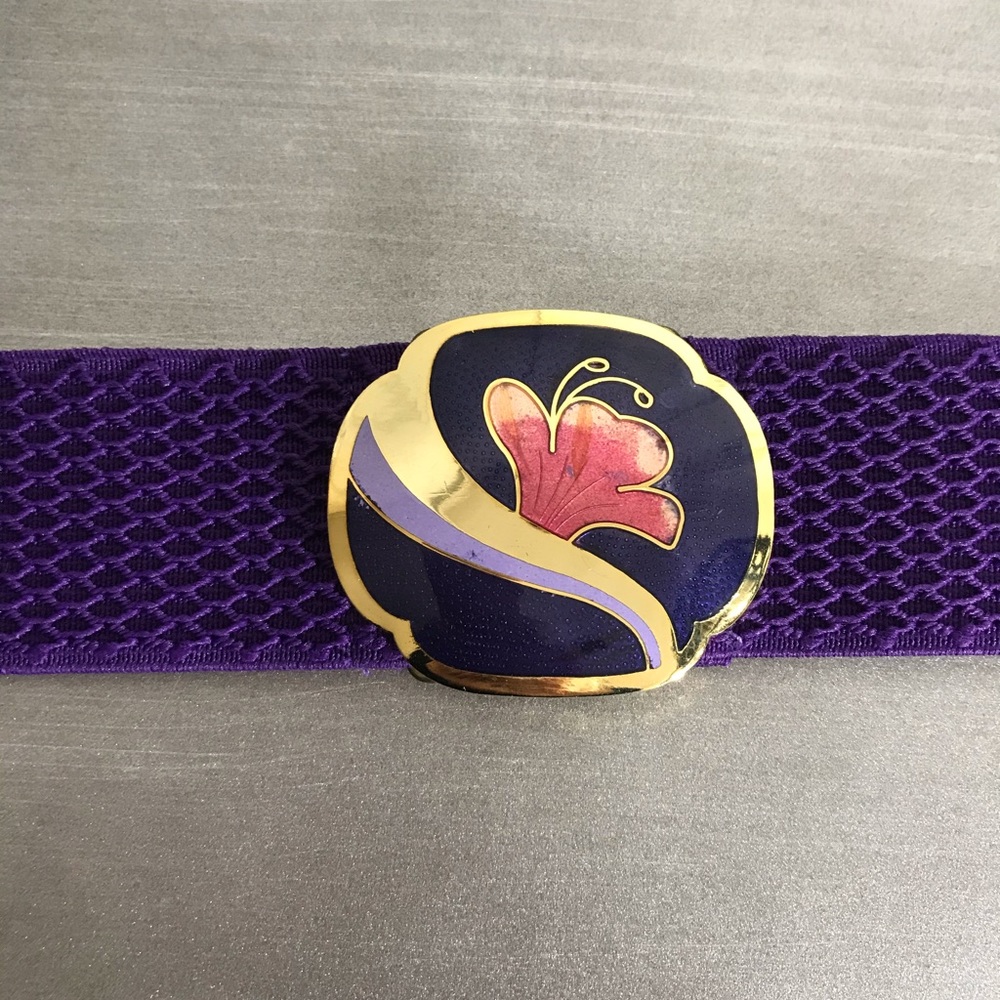 Cloisonné vintage purple floral belt.